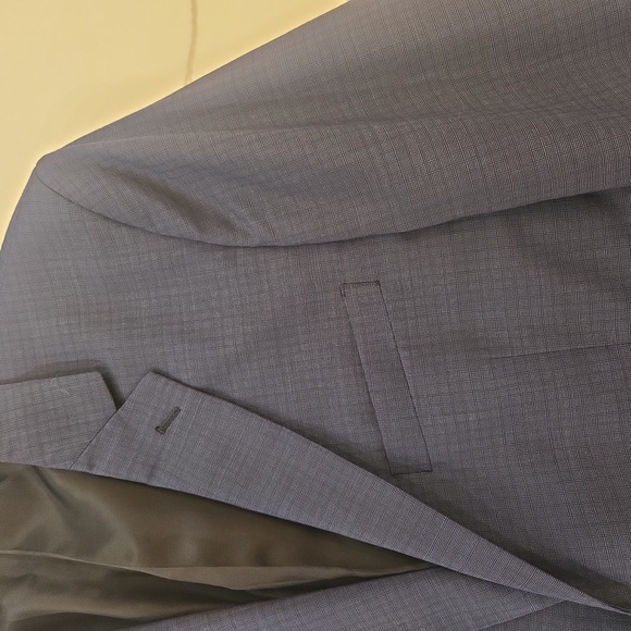 Theory Mens Plaid Gingham Wool Blazer Sports Coat Blue Black Size 42S - Picture 5 of 9